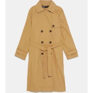 Zara Buttoned Trench Coat Taupe Brown